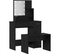 vidaXL Ensemble de coiffeuse avec étagère Chêne noir 86.5 x 35 x 136 cm