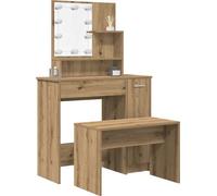 vidaXL Ensemble de coiffeuse avec lampes LED aspect vieux bois Matériau dérivé du bois