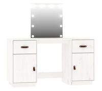 vidaXL Ensemble de coiffeuse avec LED Blanc Bois de pin solide