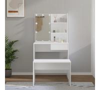 vidaXL Ensemble de coiffeuse 3114107 – LED, bois blanc, table à bijoux