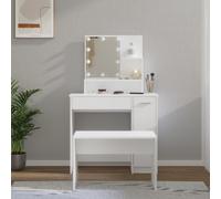 Vidaxl Ensemble De Coiffeuse Avec Led Blanc Bois D'ingénierie Blanc