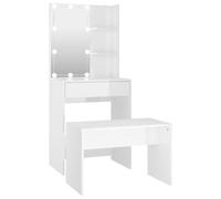 Vidaxl Ensemble De Coiffeuse Avec Led Blanc Brillant Bois D'ingénierie Blanc