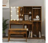 vidaXL Ensemble de coiffeuse avec LED Chêne fumé Bois d'ingénierie
