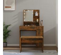 Ensemble de coiffeuse avec LED Chêne fumé Bois d'ingénierie3114120