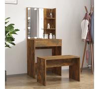 Vidaxl Ensemble De Coiffeuse Avec Led Chêne Fumé Bois D'ingénierie Marron