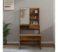 Vidaxl Ensemble De Coiffeuse Avec Led Chêne Fumé Bois D'ingénierie Marron