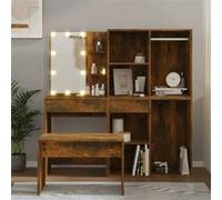vidaXL Ensemble de coiffeuse avec LED Chêne fumé Bois d'ingénierie