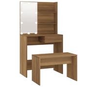 vidaXL Ensemble de coiffeuse avec LED Chêne marron Bois d'ingénierie