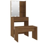 Vidaxl Ensemble De Coiffeuse Avec Led Chêne Marron Bois D'ingénierie Marron