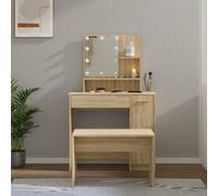 Vidaxl Ensemble De Coiffeuse Avec Led Chêne Sonoma Bois D'ingénierie Marron