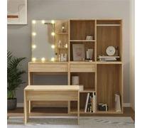vidaXL Ensemble de coiffeuse avec LED Chêne Sonoma Bois d'ingénierie3114101 bois G