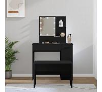 Vidaxl Ensemble De Coiffeuse Avec Led Noir Bois D'ingénierie Marron