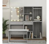 vidaXL Ensemble de coiffeuse avec LED Sonoma gris Bois d'ingénierie