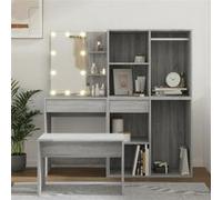 vidaXL Ensemble de coiffeuse avec LED Sonoma gris Bois d'ingénierie