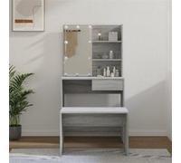 vidaXL Ensemble de coiffeuse avec LED Sonoma gris Bois d'ingénierie3114113 Gris G