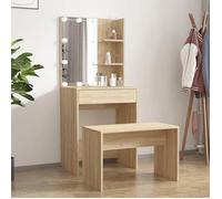 Vidaxl Ensemble De Coiffeuse Avec Led Chêne Sonoma Bois D'ingénierie Marron