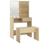 vidaXL Ensemble de Coiffeuse avec LED Table Cosmétique Coiffeuse de Maquillage Table à Bijoux Chambre à Coucher Chêne Sonoma Bois d'Ingénierie