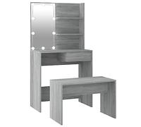Vidaxl Ensemble De Coiffeuse Avec Led Sonoma Gris Bois D'ingénierie Marron