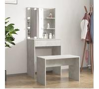 vidaXL Ensemble de Coiffeuse avec LED Table Cosmétique Coiffeuse de Maquillage Table à Bijoux Chambre à Coucher Gris Béton 3114134