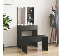 vidaXL Ensemble de Coiffeuse avec LED, Table de Maquillage avec Tabouret et Miroir, Coiffeuse Cosmétique Chambre à Coucher, 3114132