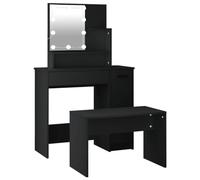 Vidaxl Ensemble De Coiffeuse Avec Led Noir Bois D'ingénierie Marron
