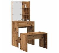 Ensemble de coiffeuse avec LED vieux bois bois d ingénierie Marron G