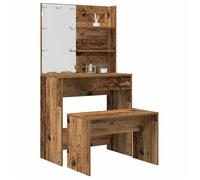 vidaXL Ensemble de coiffeuse avec lampes LED aspect vieux bois Matériau dérivé du bois