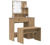 vidaXL Ensemble de coiffeuse 3329185 en bois d'ingénierie vieux bois avec LED Marron G