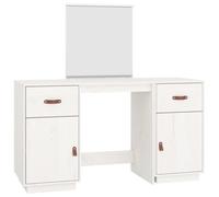 vidaXL Ensemble de coiffeuse avec miroir Blanc Bois de pin solide