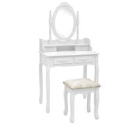 vidaXL Ensemble de coiffeuse avec tabouret Blanc 75x69x140cm Paulownia289314 Blanc G