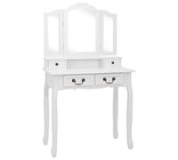 vidaXL Ensemble de coiffeuse avec tabouret blanc 80x69x141cm bois de paulownia
