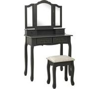 Vidaxl Ensemble De Coiffeuse Avec Tabouret Gris 80x69x141 Cm Paulownia Gris