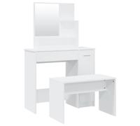 vidaXL Ensemble de coiffeuse Table de maquillage avec tabouret 86,5x35x136 cm Blanc 3114147