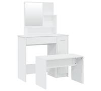 Vidaxl Ensemble De Coiffeuse Blanc Brillant 86,5x35x136 Cm Multicolore