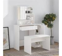vidaXL Ensemble de coiffeuse Blanc brillant 86,5x35x136 cm3114151 Blanc G