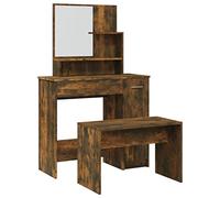vidaXL Ensemble de coiffeuse avec tabouret Chêne fumé 86,5x35x136 cm