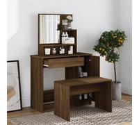 vidaXL Ensemble de coiffeuse Chêne marron 86,5x35x136 cm3114154 Marron G