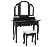 Vidaxl Ensemble De Coiffeuse Et Tabouret Noir 100x40x146 Cm Paulownia Multicolore