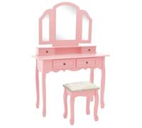 vidaXL Ensemble de coiffeuse et tabouret Rose 100x40x146 cm Paulownia
