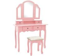 vidaXL Ensemble de coiffeuse et tabouret Rose 100x40x146 cm Paulownia
