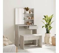 vidaXL Ensemble de Coiffeuse Table de Maquillage Tabouret Table de Coiffeuse Meuble de Chambre à Coucher Intérieur Gris 3114142
