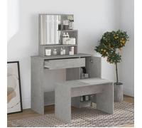 vidaXL Ensemble de Coiffeuse Table de Maquillage Tabouret Table de Coiffeuse Meuble de Chambre à Coucher Intérieur Gris 3114150