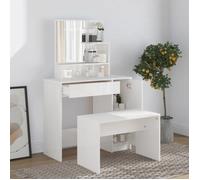 Vidaxl Ensemble De Coiffeuse Blanc Brillant 86,5x35x136 Cm Multicolore