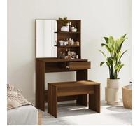vidaXL Ensemble de Coiffeuse Table de Maquillage Tabouret Table de Coiffeuse Meuble de Chambre à Coucher Intérieur Chêne 3114146