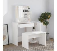 vidaXL Ensemble de coiffeuse Table de maquillage avec tabouret 86,5x35x136 cm Blanc 3114147