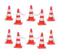 vidaXL Ensemble de Cônes avec 10 m de Chaîne Cônes de Circulation Cônes de Signalisation Cônes de Marque Parking Entrepôt Rouge et Blanc