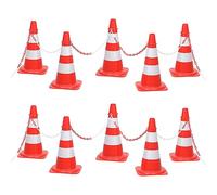 vidaXL Ensemble de Cônes avec 10 m de Chaîne Cônes de Circulation Cônes de Signalisation Cônes de Marque Parking Entrepôt Rouge et Blanc