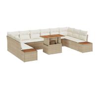 vidaXL Salon de jardin 11 pcs Beige, Crème 100 x 55 x 73 cm