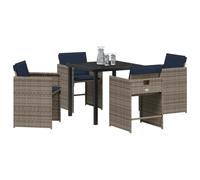 vidaXL Ensemble de dîner de jardin 5 pièces avec des coussins en poly rotin gris. Parfait pour l'extérieur, ces chaises pliantes sont amovibles et lavables. Idéal pour le patio, le balcon ou même ta t