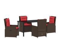 vidaXL Ensemble de Dîner de Jardin 5 Pièces en Rattan Poly Marron